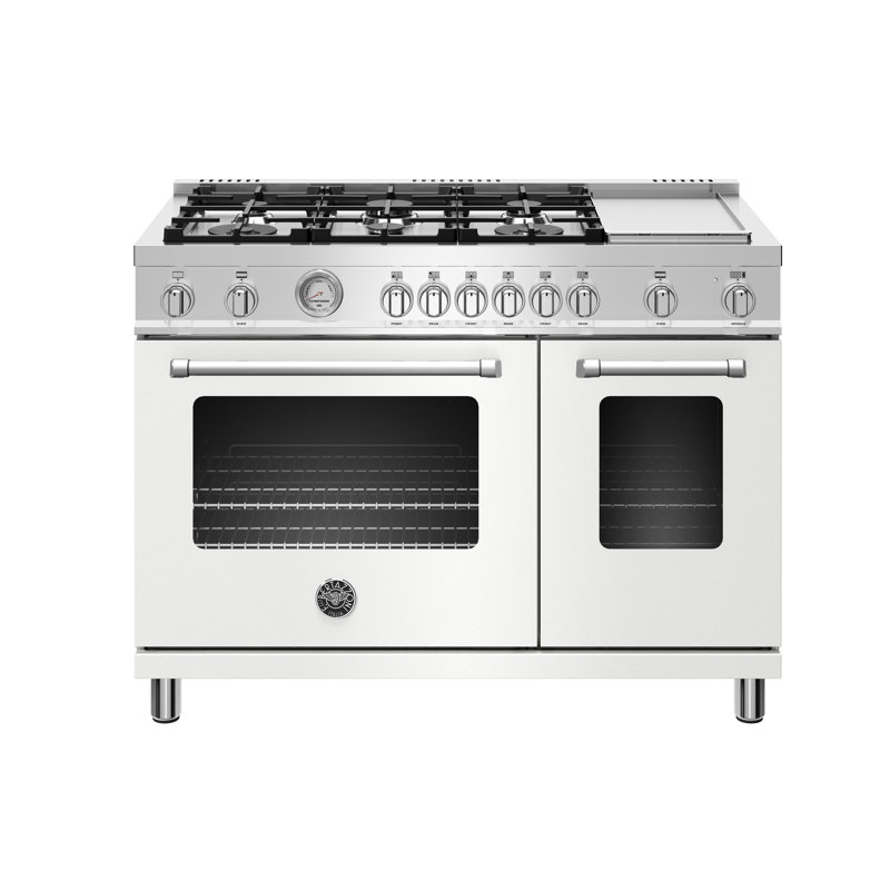Bertazzoni 48'' W Free Standing Range, Bianco Matt, Natural Gas