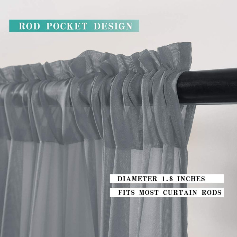Ian Tailored Window Valance, Dark Gray, 54'' W x 18'' L