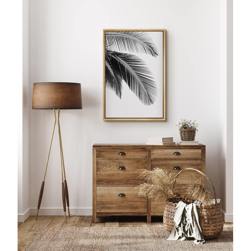 Minimal Botanical Palm Leaf Trio, H 36 po x l 24 po x P 1,5 po, Naturel