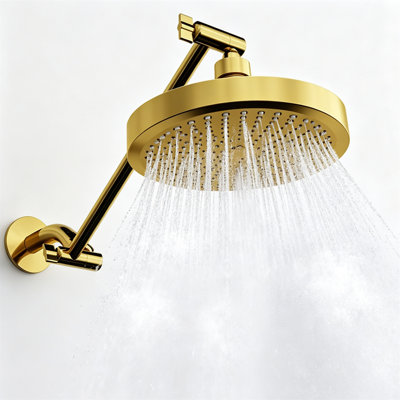 6-Inch Round Rain Shower Head with 11-Inch Shower Arm – Shower Head & Extension Arm Combo, Height Adjustable, High-Pressure Performance, Easy 1-Minute Installation