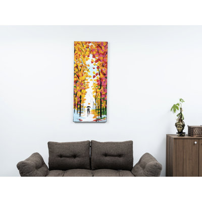 Impression sur toile orange surdimensionnée 47 po x 19 po - peinte à la main pour le charme du printemps