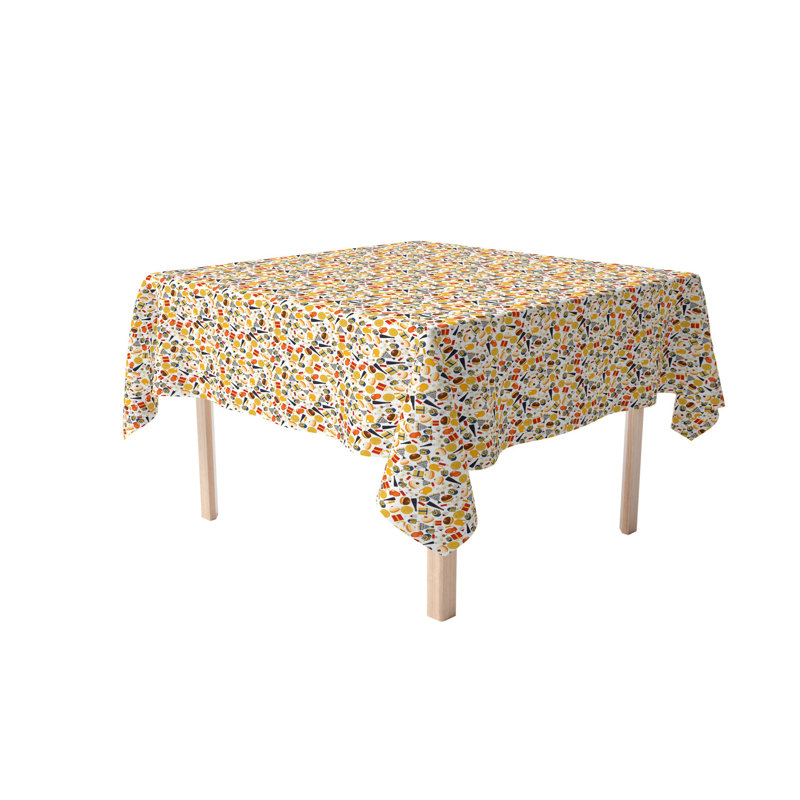 Geometric Hanukkah Tablecloth, 60" x 60", Spin and Win Dreidel Fun
