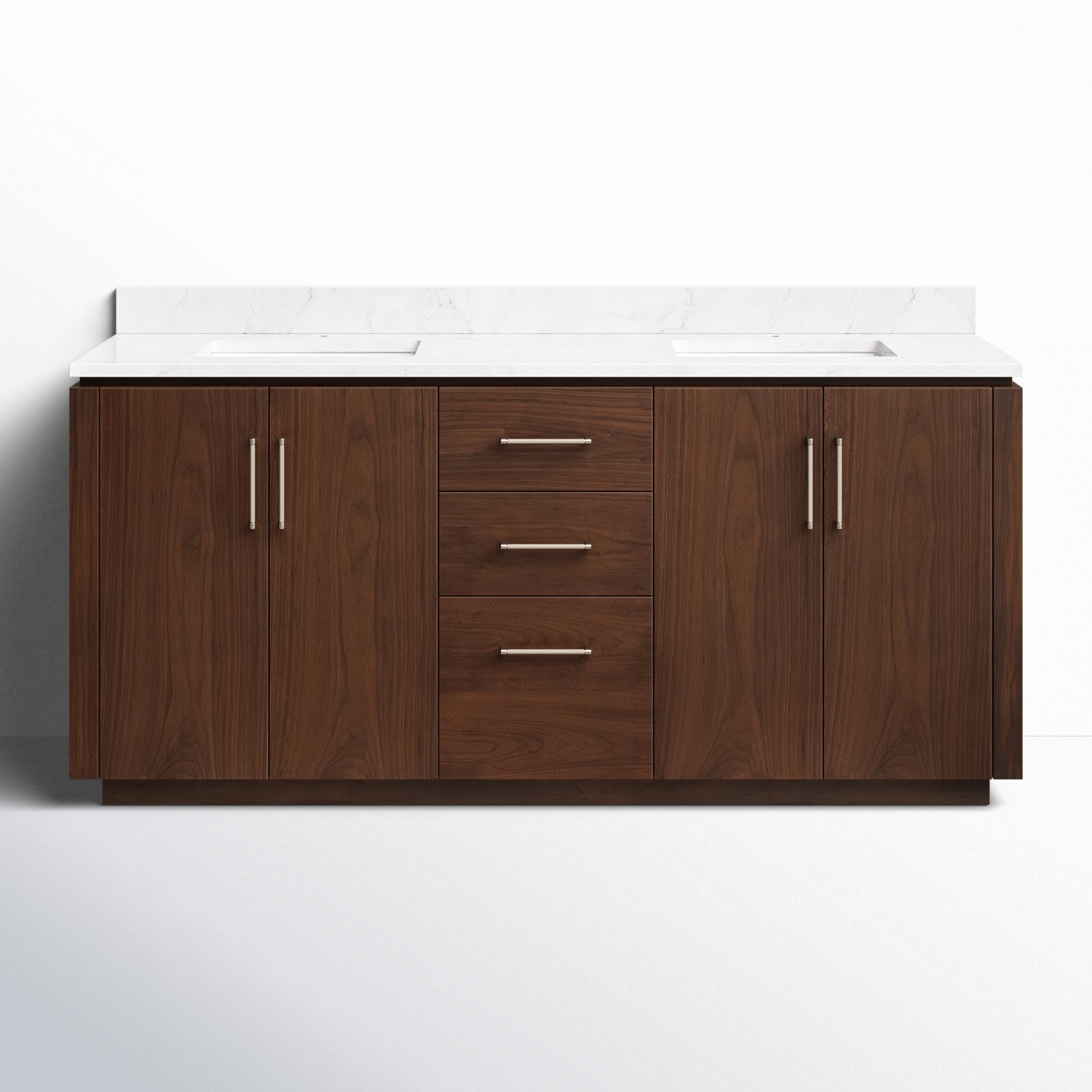 Cloverfield 72'' Double Bathroom Vanity, Natural Walnut, Gold