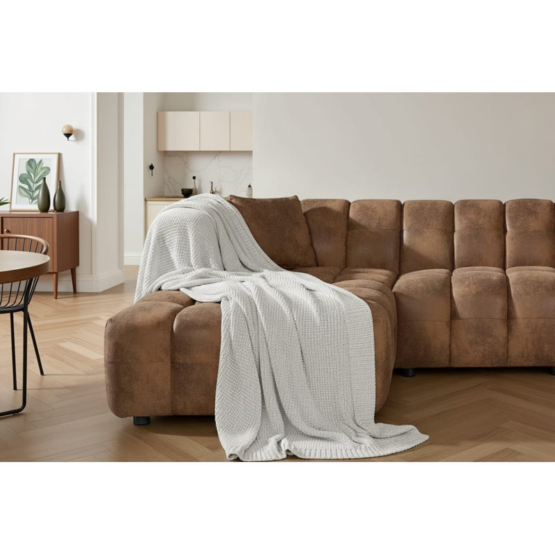Amieleigh 5 Seater Corner Sofa , Brown, Left Hand Facing