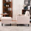 Fauteuil beige avec pochette de rangement simple pour la maison - sièges confortables, porte-gobelets, décoration de chambre à coucher