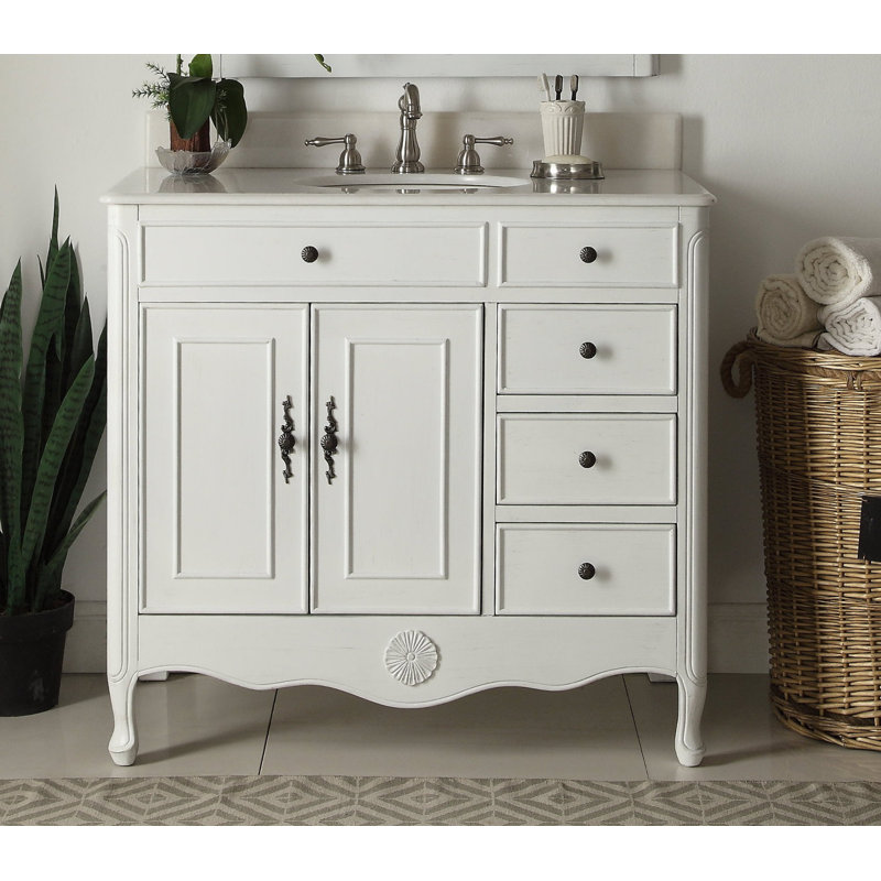 Ensemble de meuble-lavabo simple 38 po Medina, Blanc antique