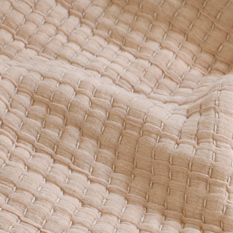 Amber King Cotton Gauze Bedspread with Ivory Stripes