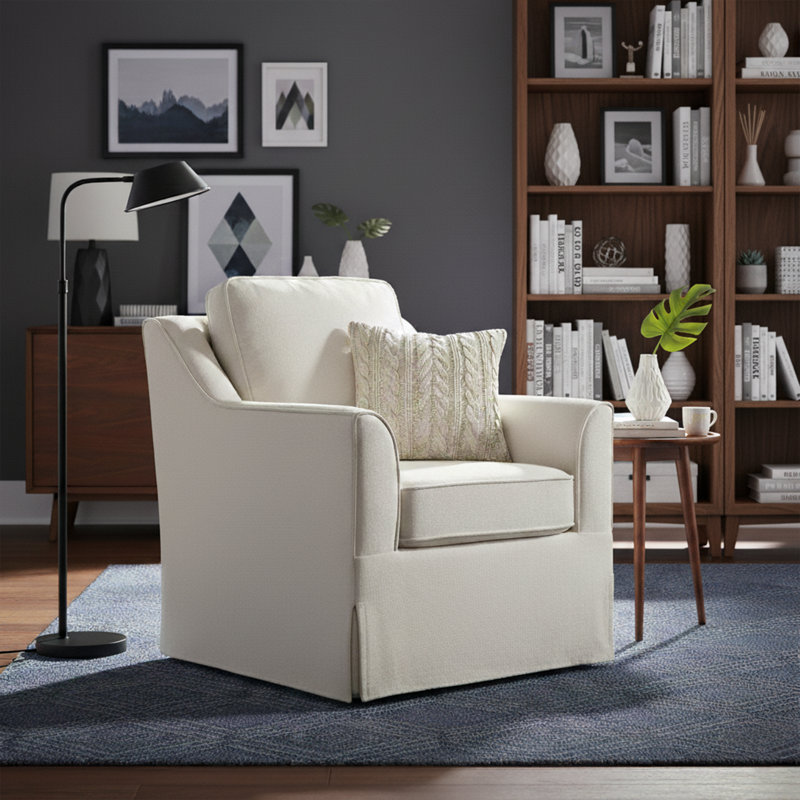 Upholstered Swivel Accent Chair, Comfy Armchair For Living Room, Bedroom, Office