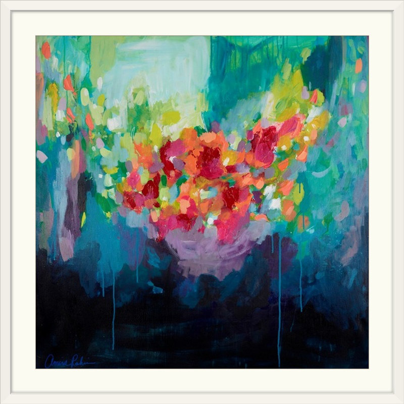 «Bora, Bora» par Amira Rahim - reproduction d'art sur toile, H 20 po x l 20 po x p 1 po, Cadre blanc