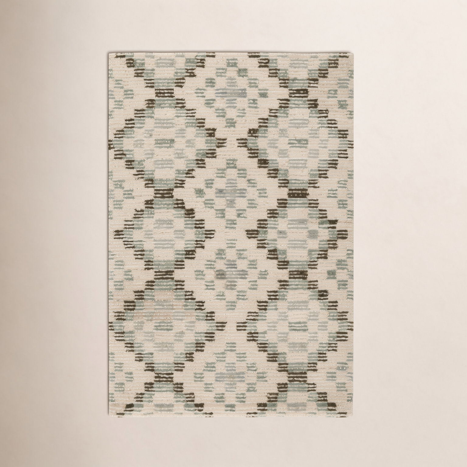Diamond Cove Green Hand-Tufted Wool Geometric Rug, Rectangle 5' x 8'