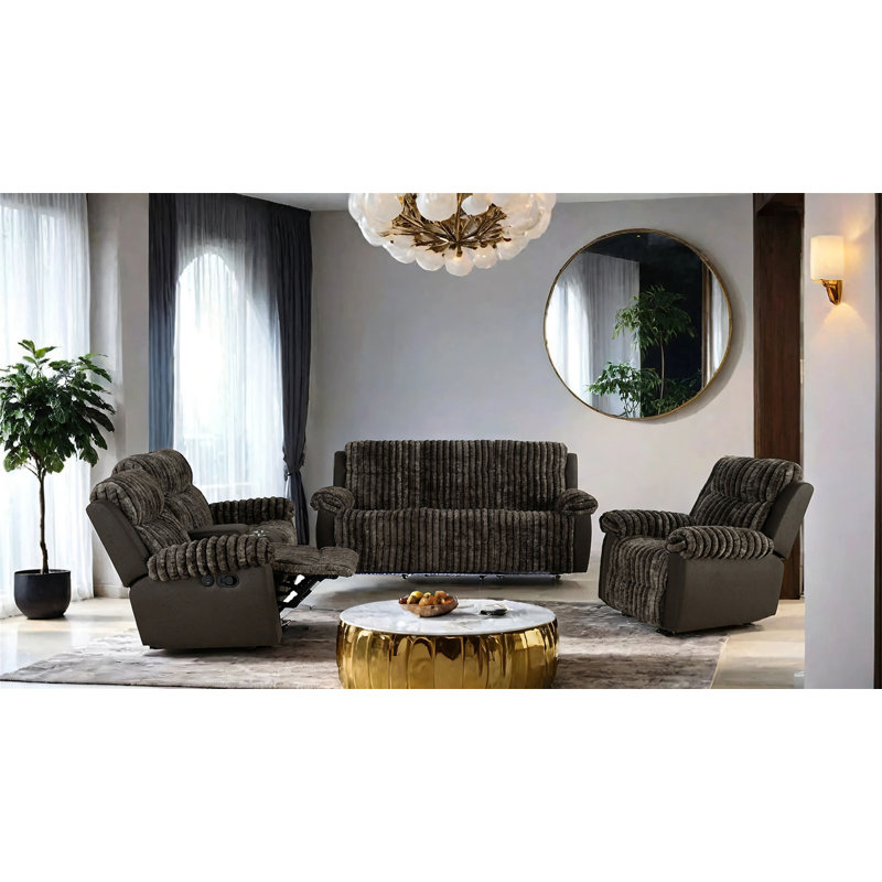 Transitional Style Manual Glider Recliner Two Tone Design Brown Finish Primary Living Room, Brown