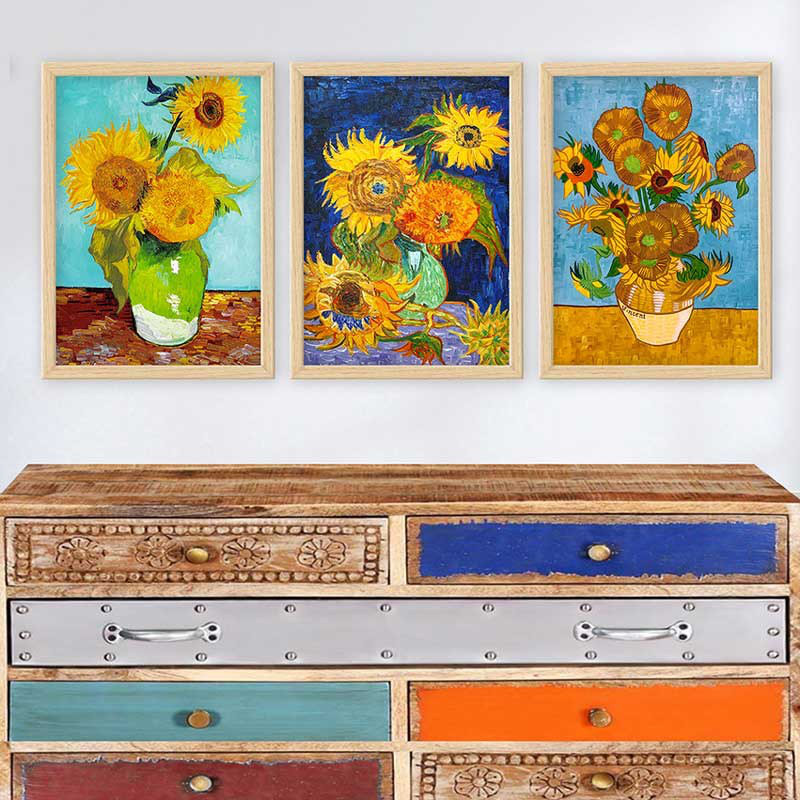 Superbe ensemble de peintures décoratives encadrées (3 pièces) de 21,7 po x 29,5 po chacune | Cadre 100% bois avec polystyrène de 0,8 pouce | Impression numérique UV | Parfait pour la décoration murale de salon, de bureau et de galerie