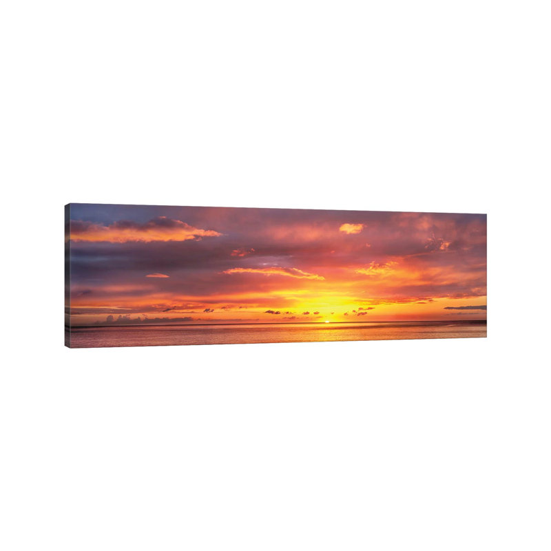 Sunset Over Caribbean Sea, West Coast, Dominica, Caribbean - Wrapped Canvas Panoramic Print