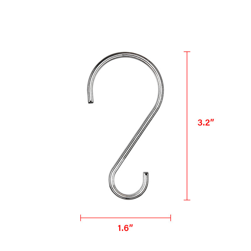 Polished Chrome Rust-Proof Shower Curtain Hooks Set of 12