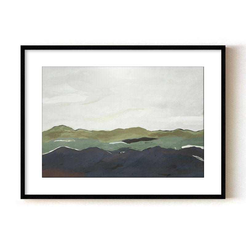 Terra Modscape II par Chichi - Peinture de paysage moderne, H 45 po x l 60 po, Noir