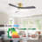  Sofucor Rachel 52'' 3-Solid Wood Blade Flush Mount Classic Ceiling Fan no Lights, Gold/Black-608332671
