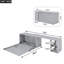 Grand lit escamotable avec bureau rotatif, gris