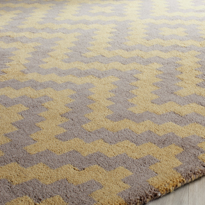 Sanyla Hand Tufted Wool Chevron Rug, Square 6'