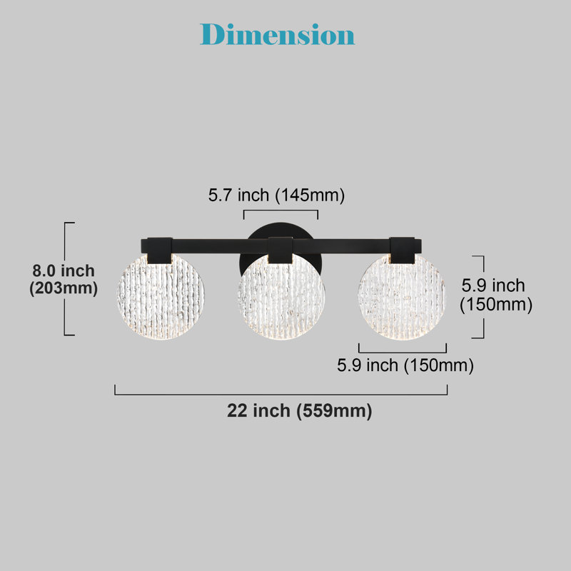 Luminaires noirs élégants, lumières de meuble-lavabo, miroir sur DEL, lumière de meuble-lavabo moderne 3000K., Trois lumières