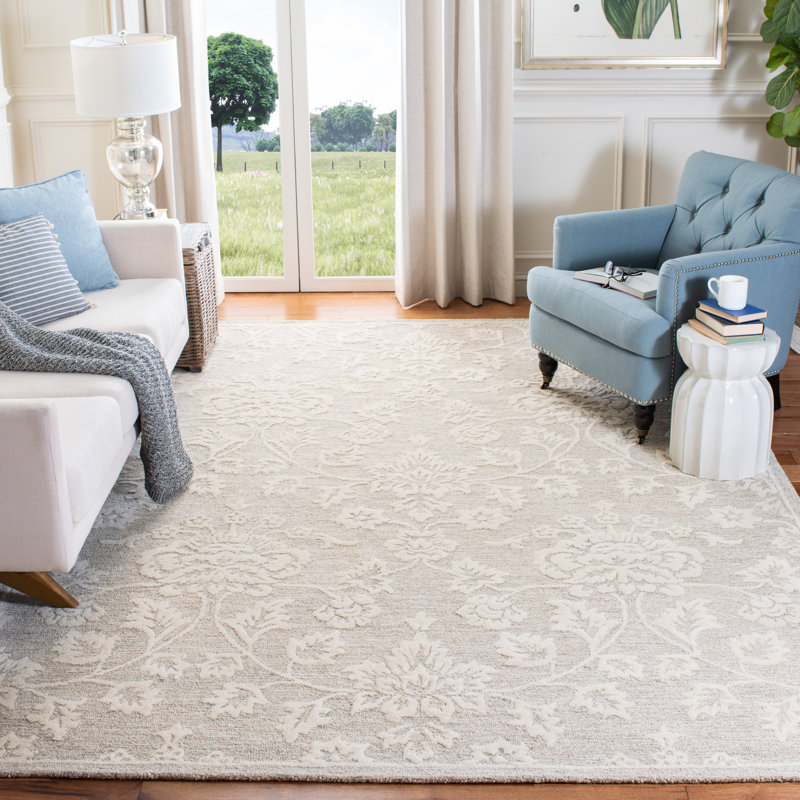 Tapis beige / ivoire en laine touffeté à la main Shoshone, Rectangle 4 pi x 6 pi
