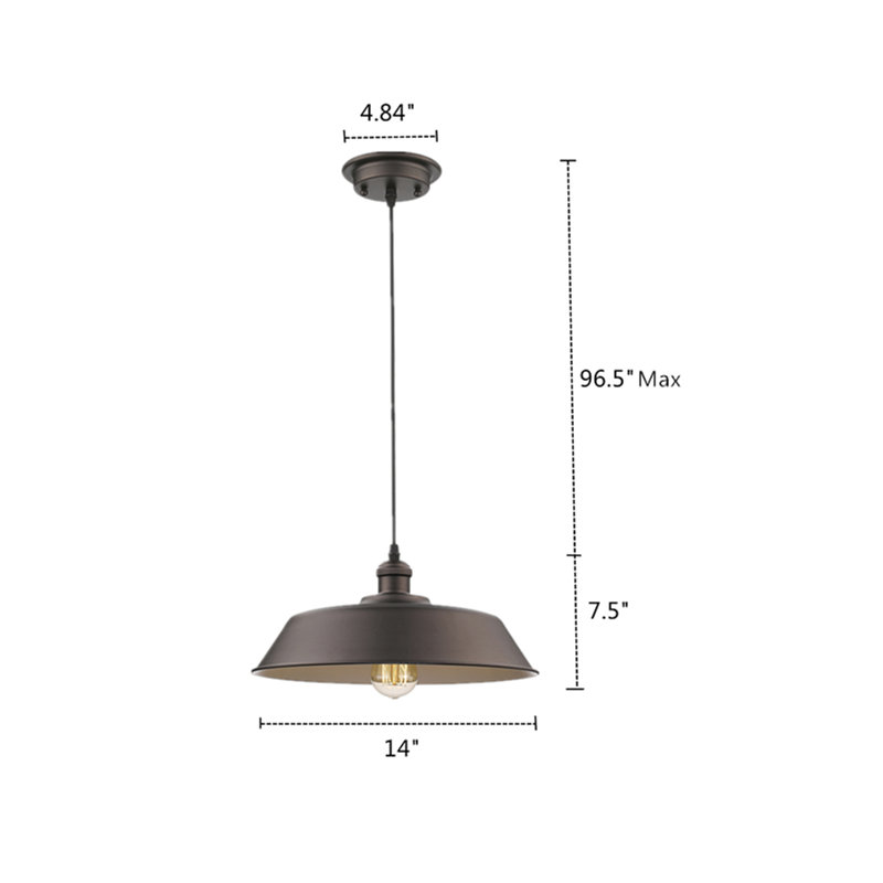 Luminaire suspendu en forme de dôme à 1 lumière Hitchin
