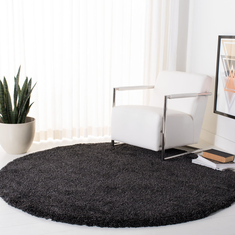 Chiles Royal Shag Performance Solid Color Rug, Round 6'7"