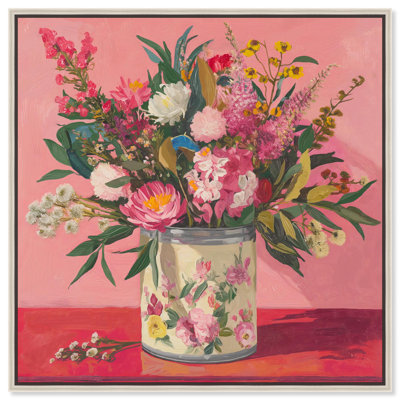 Toile rose étain floral par Art Remedy
