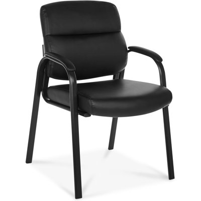 Leather Guest Chair with Padded Arms, Reception Meeting Waiting Room Office Chair