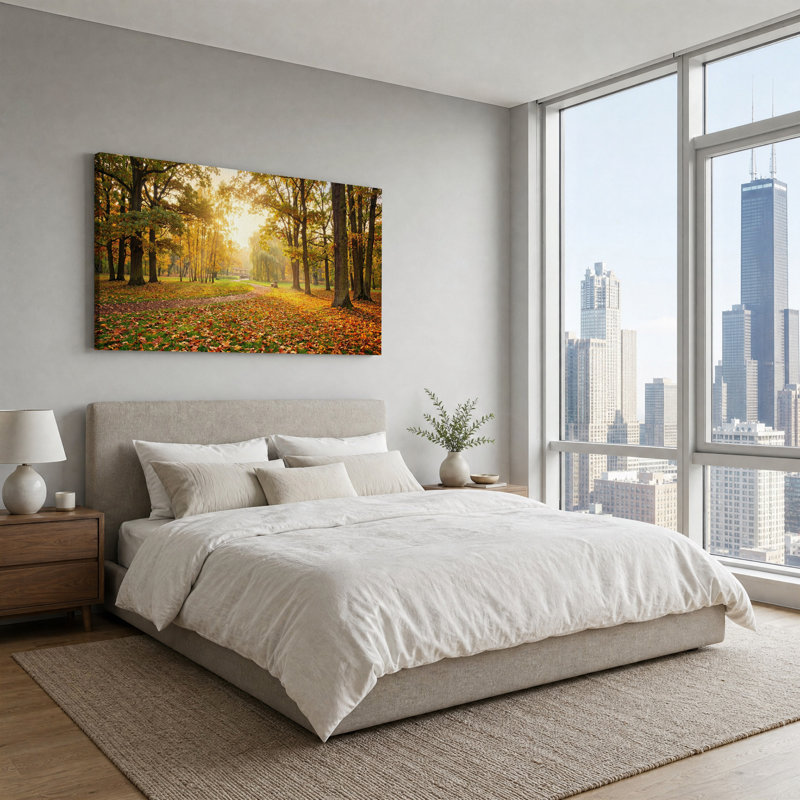Art mural sur toile Sunlit Autumn Park, 40“W x 20”H
