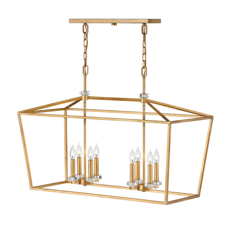 Stinson 8-Light Kitchen Island Linear Pendant, Distressed Brass, Distressed Brass