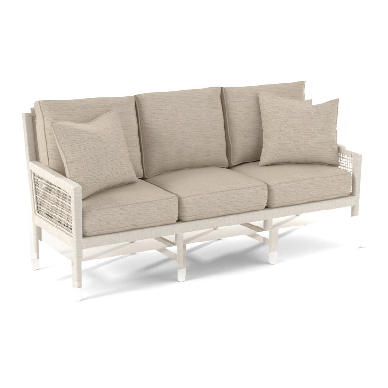 Pine Isle 76" Square Arm Sofa with Reversible Cushions, Vanilla Textured; 0805-91, Antique Frost White