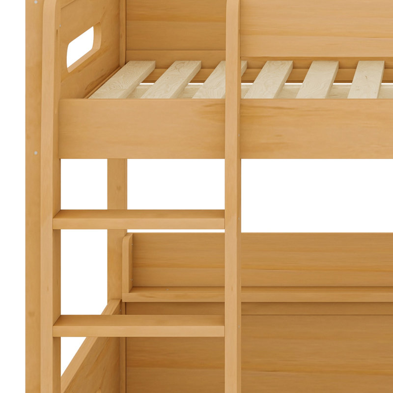 Lit superposé moderne avec tablettes intégrées et ports USB, Wood Colour