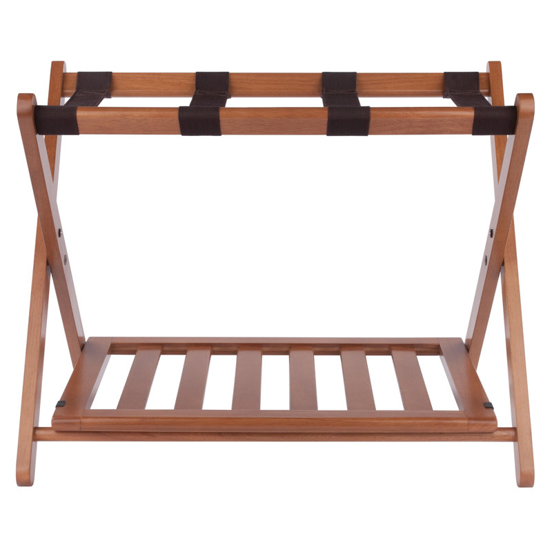 Reese Luggage Rack With Shelf, , Brown