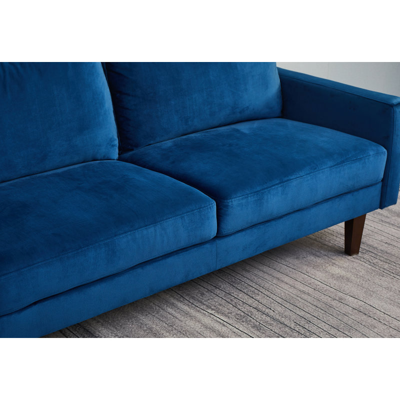 Seaddon Square Arm Sofa, Prussian Blue Velvet, 35" H x 58" W x 32" D