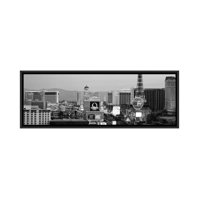« las vegas horizon cityscape », reproduction de photo sur toile en gris, H 20 po x l 60 po x P 1,5 po, Toile avec cadre noir