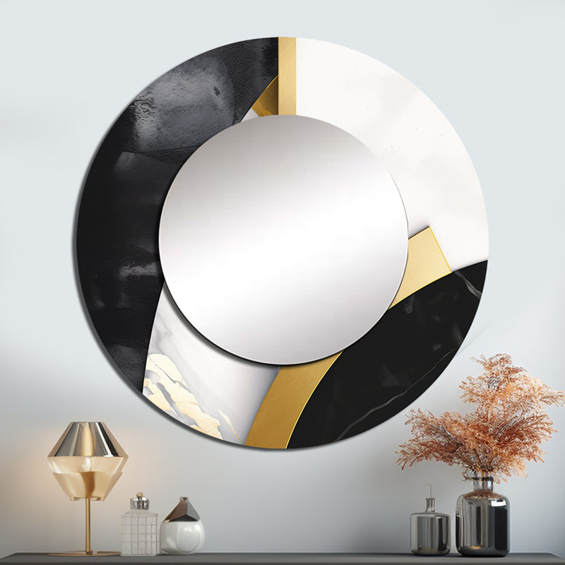 Formes de peinture Pallie Marble - miroir mural en marbre, miroir décoratif rond doré, impression d'art en métal