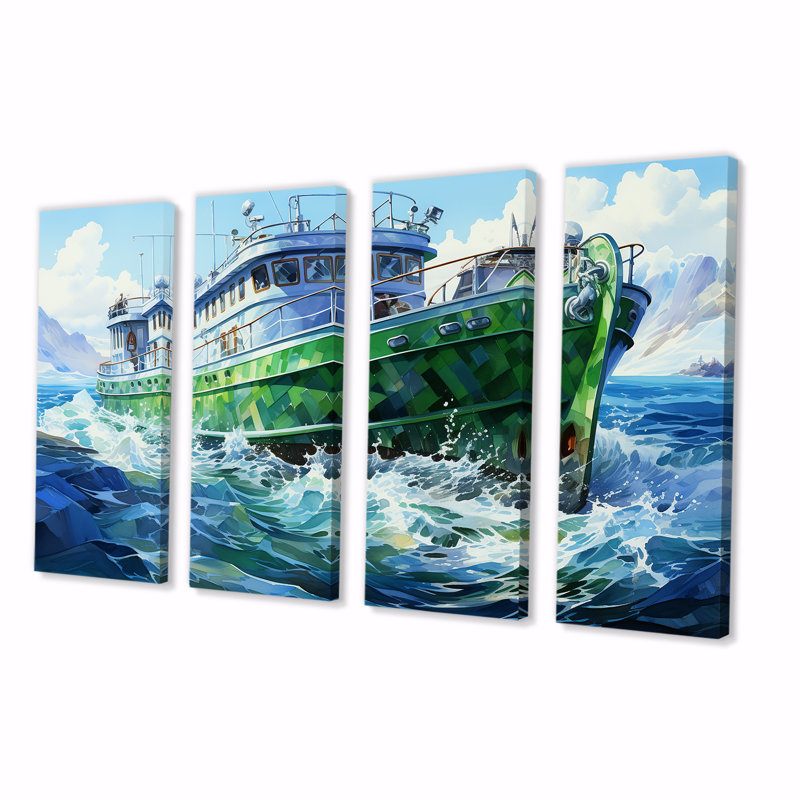 Ensemble d'art mural vert 4 pièces, H 32 po x l 64 po