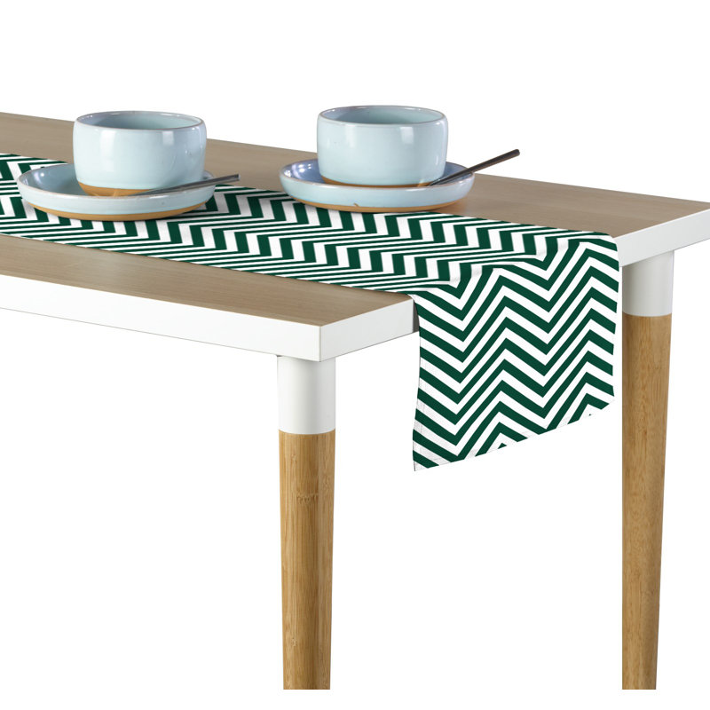 Mccandless Chevron Milliken Signature Table Runner, 108" L x 14" W, Green