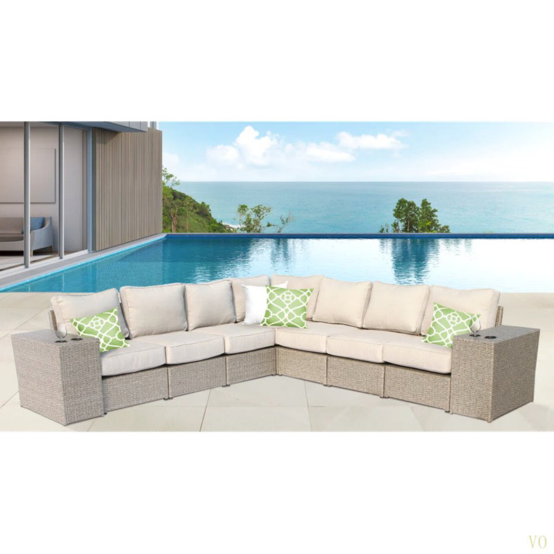 Outdoor Wicker 6-Person Sofa Set With Cushions, Fully Assembled