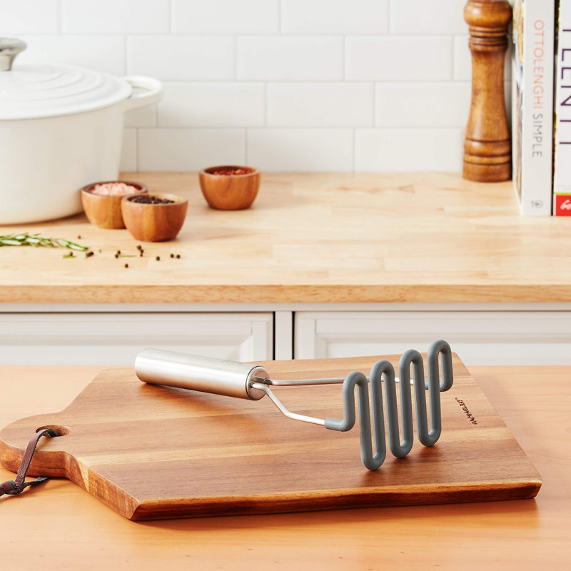 Tovolo Silicone Potato Masher with Stainless Steel Handle for Potatoes and Avocados, Charcoal