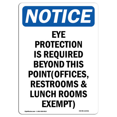 Notice - Eye Protection Is Required Beyond Sign