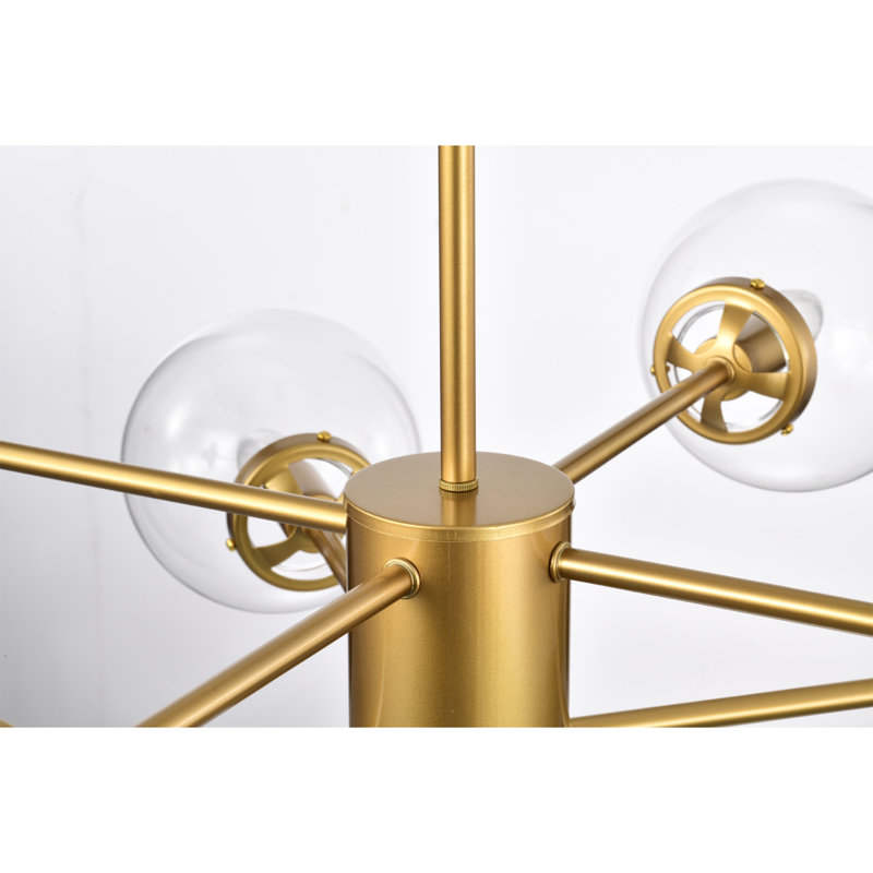 Lustre de style moderne 32 lumières en laiton poli Spoutnik Silversmile, Transparent