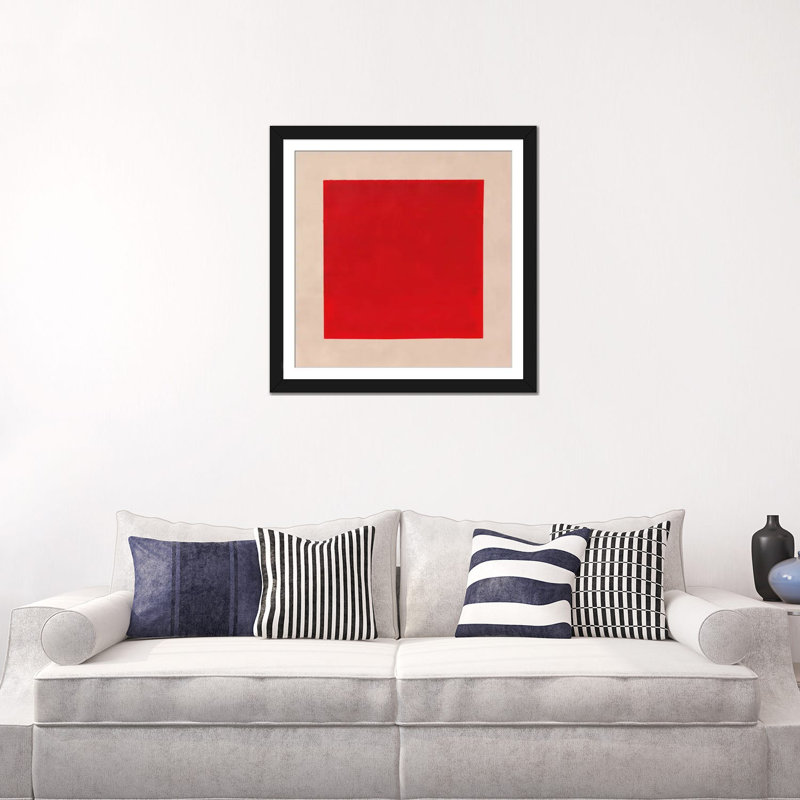 Albree Modern Square, impression sur toile, Papier avec cadre noir, Blanc, H 24 po x l 24 po x P 1 po