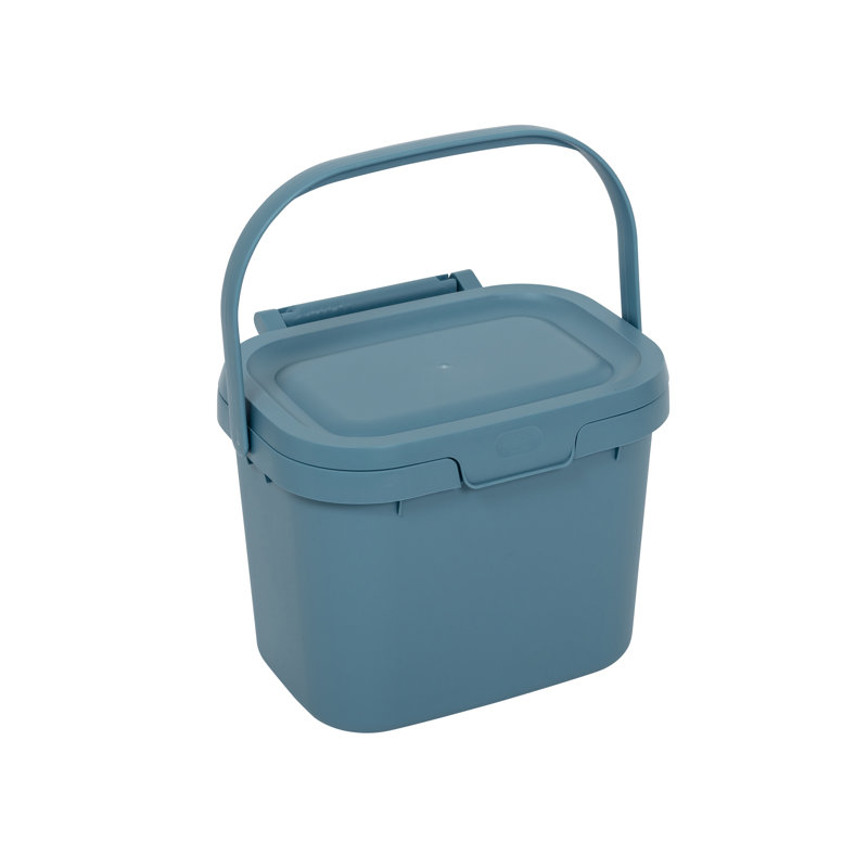 Plastic Manual Lift Waste Bin - 4.5L, Metallic/Air Blue/Mist