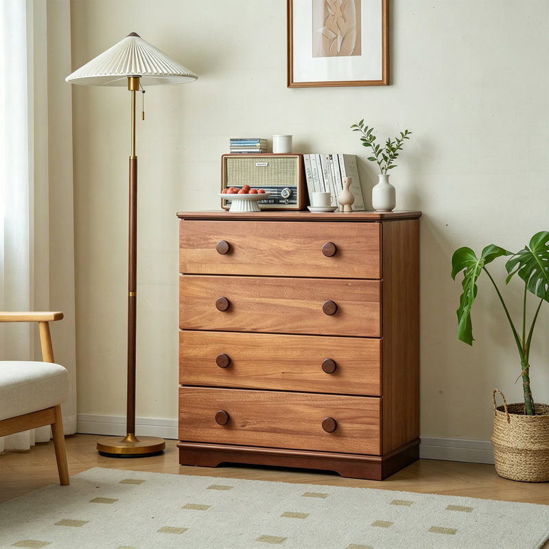 Commode d'entrée Mid-Century en bois massif