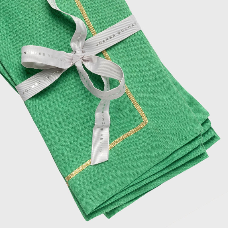 Linen Square Napkins, Grass Green
