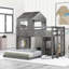 Lit superposé simple au-dessus d'un lit double en bois avec maisonnette, look en gris antique et garde-corps pour un divertissement sécuritaire, structure en pin massif, niveau de soutien supérieur de 400 lb, deux façons d'assemblage du bas 600 lb-130428140