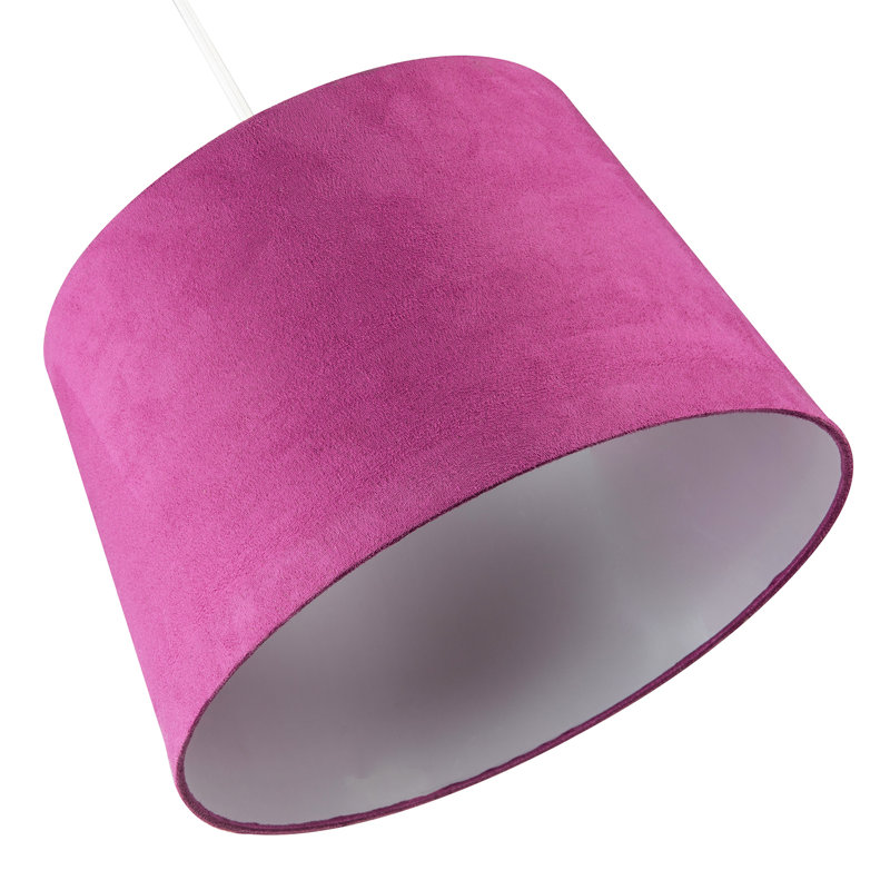 20cm H Velvet Drum Lamp Shade ( No Direct Attachment Method ), Pink