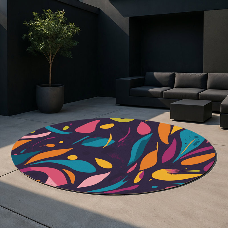 Tapis intérieur et extérieur Glow Circuit, Rond 5 pi