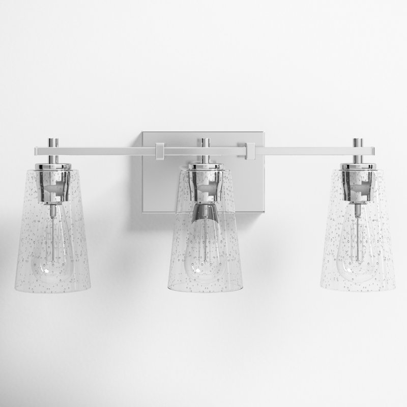 Noland 3 Light Transparent Dimmable Vanity Light, Chrome